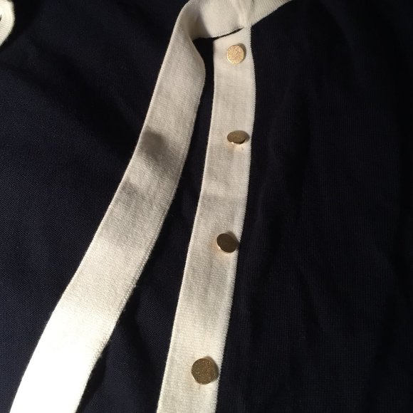 HOBBS Navy and white cardigan with gold buttons - Picture 6 of 8